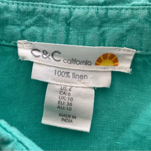 C&C California Dress Size 6 Aqua Marine
Sleeveless Collared V Neck Pure Linen - Picture 6 of 7